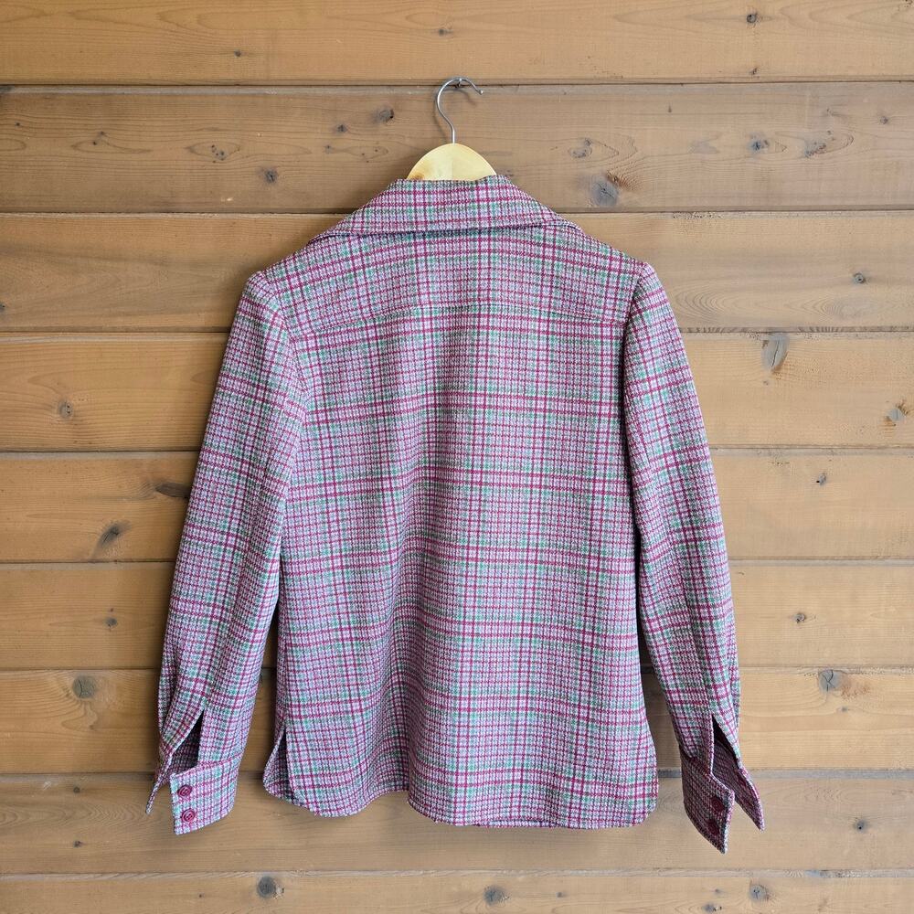 Vintage Pantsuit Set Trouser Button Down Long Sleeve Top Plaid Leisure Suit L - Picture 7 of 9
